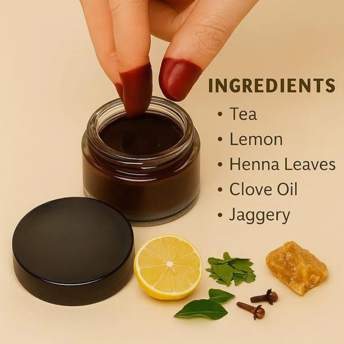 Instant Organic Henna Finger Dip – Dark Maroon | 100% Natural, Ready-to-Use, Long-Lasting Stain