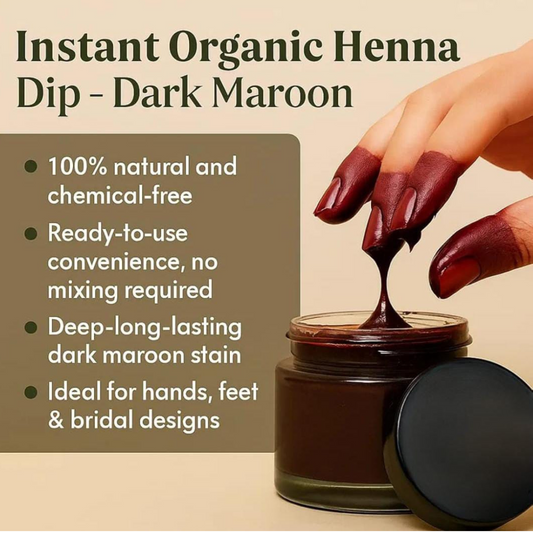 Instant Organic Henna Finger Dip – Dark Maroon | 100% Natural, Ready-to-Use, Long-Lasting Stain