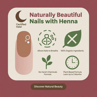 Organic Nail Liquid Dark Maroon | Henna Nail Stain | Halal Breathable Nail Polish Alternative | Organic & Chemical-Free Color Long lasting