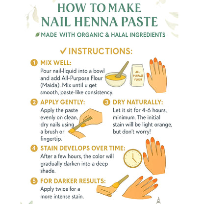 Organic Nail Liquid Dark Maroon | Henna Nail Stain | Halal Breathable Nail Polish Alternative | Organic & Chemical-Free Color Long lasting