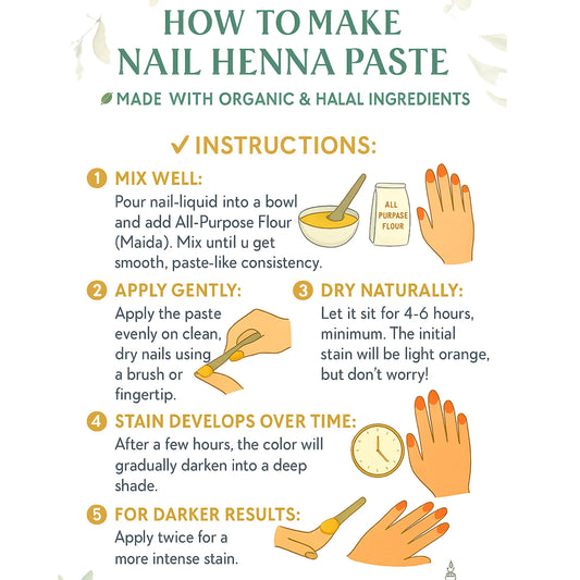 Halal Nail Henna Kit – Organic Natural Nail Color, Long-Lasting Plant-Based Nail Stain, Vegan & Chemical-Free Halal Nail Polish Alternative